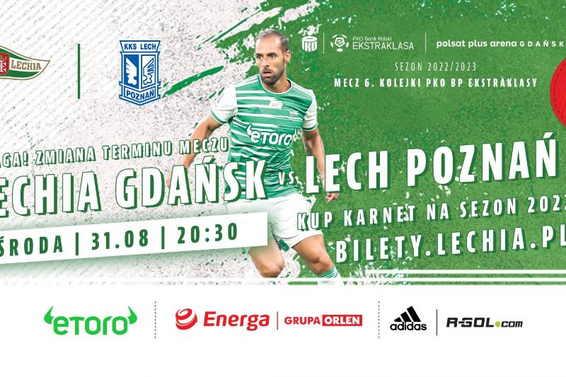 Wydarzenie: Mecz Lechia Gdańsk - Lech Poznań, Kiedy? 2022-08-31 20:30, Gdzie? Pokoleń Lechii Gdańsk 1