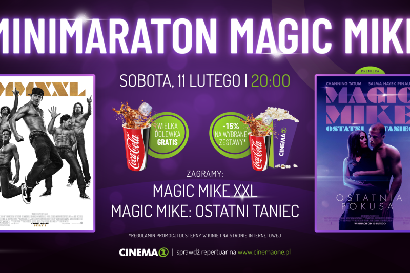 Wydarzenie: Minimaraton Magic Mike w Cinema1, Kiedy? 2023-02-11 20:00, Gdzie? Schuberta 102A